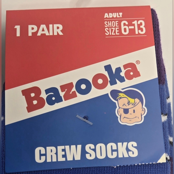 Charms Fluffy Stuff by Tootsie Roll & Bazooka Joe Bubble Gum Novelty Crew Socks - Picture 5 of 6